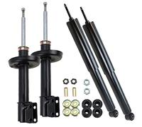 BESTPRICE 4x Amortiguadores de gas a presión delanteros y traseros incl. soporte de puntal y juego de protección contra el polvo, compatible con BMW Serie 3 (E46), 3 Touring (E46)