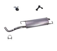 BESTPRICE Conjunto silenciador de escape 1x Silenciador trasero, 2x parachoques, 1x abrazadera compatible con SEAT LEON (1M1), VW GOLF 4(1J1), NEW BEETLE (9C1, 1C1), NEW BEETLE Cabriolet (1Y7)