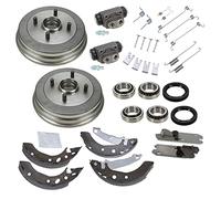 BESTPRICE Kit de freno del eje trasero incl. 2x tambor de freno 4x zapatas de freno 1x kit de montaje 2x ajustadores de zapatas de freno 2x cojinetes de rueda Compatible con FORD FIESTA Mk4,PUMA