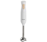 Bestron Batidora de inmersión, barra de 2 velocidades con mango ergonómico, incluye función turbo con más de 14.000/rpm, barra extraíble, material: acero inoxidable, color: blanco/imitación madera