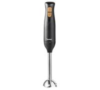 Bestron Batidora de mano, batidora con 2 niveles de velocidad y mango ergonómico, incluye función turbo con más de 14.000/rpm, varilla extraíble, material: acero inoxidable, color: negro/madera