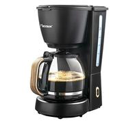 Bestron Cafetera de Filtro 1,5 L para 10 Tazas, con Jarra de Vidrio, Filtro Permanente y Placa Calentadora, 1000 W, Diseño Black & Wood, Negro/Madera, ACM900BW