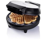 Bestron Gofrera en forma de corazón, maquina de gofres de diseño retro, con revestimiento antiadherente, Colección Copper Collection, 700 vatios, color: Negro/plata