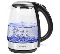 Bestron Hervidor de Agua de Vidrio con Iluminación LED y Apagado Automático, 1,7 Litros, 2200 Vatios, Vidrio/Acero Inoxidable
