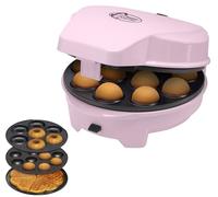 Bestron Máquina para Donuts 3 en 1 Diseño Retro con 3 Placas Intercambiables para Donuts, Muffins y Cake Pops, Antiadherente, 700 W, Ahorro de Espacio, Rosa, ASW238P