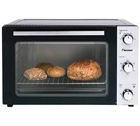 Bestron Mini Horno 2 en 1 con Pincho Giratorio, 55 Litros, 2000 W, Acero inoxidable, Negro