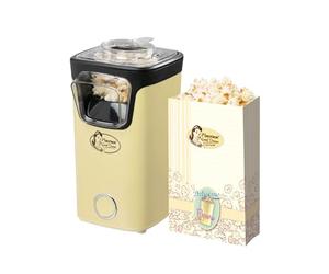 Bestron Palomitero, Turbo-Palomitas en menos de 2 minutos, con tecnología de aire caliente, incluye 10 bolsas de palomitas y taza medidora integrada, colección Sweet Dreams, Color: Amarillo