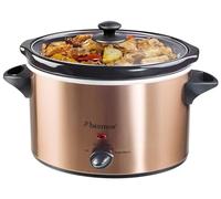Bestron Slowcooker para 4 personas, Olla de Cocción Lenta con cacerola de cerámica y tapa de vidrio, termostato de 3 niveles, ideal para muchos platos como carne y sopas, 3.5 litros, Color: Cobre
