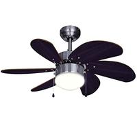 Bestron Ventilador de techo con iluminación, 3 niveles de velocidad y gran envergadura de 75 cm de diámetro, incluye función verano/invierno, 50 W, DC30BC, color roble y marrón