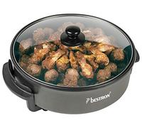 Bestron XL Paellera electrica, Sartena eléctrica multifuncional Ø40 cm con tapa de cristal, Olla Electrica recubrimiento antiadherente, 1500 vatios, AHP1800Z, color: negro
