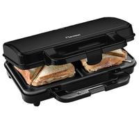 Bestron XL Sandwichera, Sandwichera tostadora con recubrimiento antiadherente para 2 sandwiches, in ontrol automático de temperatura e indicador de listo, 900 vatios, color: Negro mate