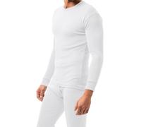 BestSale247 Camiseta térmica interior de forro polar para hombre, ropa interior cálida de invierno de manga larga de algodón, Blanco, XXL