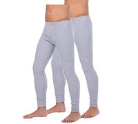 BestSale247 Pantalones interiores térmicos largos para hombre, de esquí, de algodón, 2 unidades, gris, L