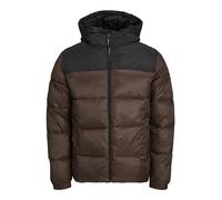 Bestseller A/S JJETOBY Puffer Hood SN Chaqueta amortiguadora, Seal Brown/Detall: Black Blocking, M, Seal Brown/detalle: negro bloqueo, M