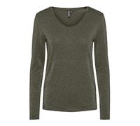 Bestseller A/S Pcbillo LS Lurex Stripes Noos FC-Cuello en V Camiseta, Grape Leaf/Stripes:Gold, L para Mujer