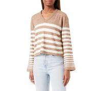 Bestseller A/S VMHURRICANE LS V-Neck Pullover GA BF, Suéter pulóver Mujer, Brown Lentil/Stripes:W. Birch,