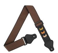 BestSounds Correa para guitarra, 100% algodón suave con 3 soportes para púas, correa para el hombro para bajo, guitarra eléctrica y acústica (café)