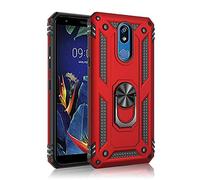 BestST Funda para Huawei Mate 20 Lite + Protectores de Pantalla,con Anillo Soporte,2in1 Dura PC + Suave TPU Silicona Carcasa Híbrido Armadura Bumper Case Cover para Huawei Mate 20 Lite Rojo