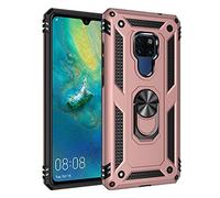BestST Funda para Huawei Mate 20X + HD Protectores de Pantalla,con Anillo Soporte, Rugged TPU y PC Cubierta de Doble Capa Hybrid Carcasa y 360 °Rotación Kickstand 2 en 1 Case. RoseOro