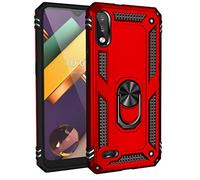 BestST Funda para LG K22/LG K32/LG K22 Plus + HD Protectores de Pantalla,con Anillo Soporte 2in1 Dura PC Suave TPU Silicona Carcasa Híbrido Armadura Bumper Case Cover,Rojo