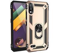 BestST Funda para LG K22/LG K32/LG K22 Plus +Protector Pantalla,Antigolpes Rígida Robusta Carcasa Resistente al Impacto Militar Duradera Blindada Fuerte de Seguridad con Anillo Soporte,Oro