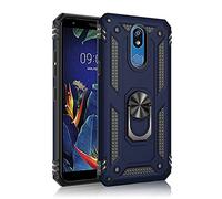 BestST Funda para LG K40 + HD Protector de Pantalla,con Anillo Soporte, Robusta Carcasa Híbrida TPU PC de Doble Capa Anti-arañazos Caso para LG K40,Azul