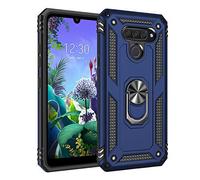 BestST Funda para LG K50/LG Q60 + HD Protector de Pantalla,con Anillo Soporte, Robusta Carcasa Híbrida TPU PC de Doble Capa Anti-arañazos Caso para LG K50/LG Q60,Azul
