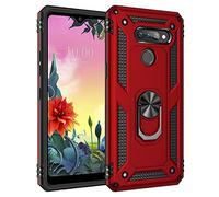 BestST Funda para LG K50S + HD Protectores de Pantalla,con Anillo Soporte 2in1 Dura PC + Suave TPU Silicona Carcasa Híbrido Armadura Bumper Case Cover para LG K50S Rojo