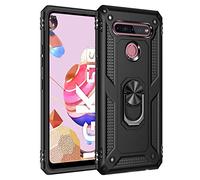 BestST Funda para LG K51S Armor Carcasa con 360 Anillo Soporte Hard PC y Silicona TPU Bumper antigolpes Fundas Carcasas Case para movil LG K51S, Negro