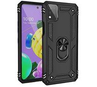BestST Funda para LG K53/LG K52 Armor Carcasa con 360 Anillo Soporte Hard PC y Silicona TPU Bumper antigolpes Fundas Carcasas Case para movil LG K53/LG K52, Negro
