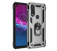 BestST Funda para Motorola Moto P40 Power/One Action,+ HD Protector de Pantalla,Elegante Armadura híbrida Robusta Funda de Doble Capa de Alta Resistencia para PC Duro Caso con Anillo Grip,
