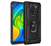 BestST Funda para movil Xiaomi Redmi Note 9 4G/Redmi 9T/Redmi 9 Power Armor Carcasa con 360 Anillo Soporte Hard PC y Silicona TPU Bumper antigolpes Fundas Carcasas Case, Negro