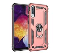 BestST Funda para Samsung Galaxy A30S /A50S/A50 +HD Protectores de Pantalla,con Anillo Soporte,Rugged TPU y PC Cubierta de Doble Capa Hybrid Carcasa y 360 °Rotación Kickstand 2 en 1 Case.RoseOro