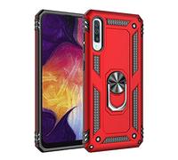 BestST Funda para Samsung Galaxy A30S /Samsung A50S/Samsung A50 +HD Protector de Pantalla,con Anillo Soporte 2in1 Dura PC + Suave TPU Silicona Carcasa Híbrido Armadura Bumper Case Cover,Rojo