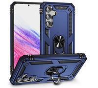 BestST Funda para Samsung Galaxy A54 5G,+ HD Protector de Pantalla, Robusta Carcasa Híbrida TPU PC de Doble Capa Anti-arañazos Caso con Anillo Soporte,Azul