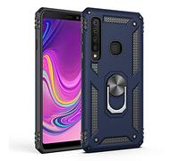 BestST Funda para Samsung Galaxy A9 2018/A9 Star Pro/A9S + HD Protector de Pantalla,con Anillo Soporte, Robusta Carcasa Híbrida TPU PC de Doble Capa Anti-arañazos Caso,Azul
