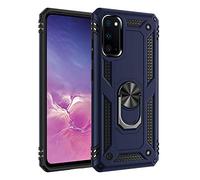 BestST Funda para Samsung Galaxy S20 +HD Protector de Pantalla,con Anillo Soporte, Robusta Carcasa Híbrida TPU PC de Doble Capa Anti-arañazos Caso para Samsung Galaxy S20,Azul