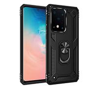 BestST Funda para Samsung Galaxy S20 Ultra Armor Carcasa con 360 Anillo iman Soporte Hard PC Silicona TPU Bumper antigolpes Fundas Carcasas Case para movil Samsung S20 Ultra, Negro
