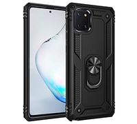 BestST Funda para Samsung Note 10 Lite Armor Carcasa con 360 Anillo iman Soporte Hard PC Silicona Bumper antigolpes Fundas Carcasas Case para Galaxy Note 10 Lite/A81/M60S, Negro