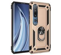 BestST Funda para Xiaomi Mi Note 10/Mi Note 10 Pro,+Protector Pantalla,con Anillo Soporte, Antigolpes Rígida Robusta Carcasa Resistente al Impacto Militar Duradera Blindada Fuerte de Seguridad,Oro