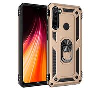 BestST Funda para Xiaomi Redmi Note 8T, +HD Protector Pantalla,con Anillo Soporte, Antigolpes Rígida Robusta Carcasa Resistente al Impacto Militar Duradera Blindada Fuerte de Seguridad,Oro