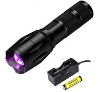 BESTSUN brillante UV negro luz linterna potente ultravioleta LED resistente al agua 18650 o AAA cat-dog-pet detector de orina cama Bug Finder perro quitamanchas (con 18650 batería y cargador)