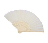 Besttoolifes Abanico de madera plegable de estilo chino con seda de una sola cara, ventilador portátil de verano hecho a mano para decoración, boda, fiesta, o - 8.46 pulgadas cerrado, 14.45 pulgadas