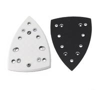 Besttoolifes Almohadilla de lijado triangular para DTS 400/DS400 REQ - 148 x 98 mm, diseño libre de polvo con 7 agujeros, material de nailon de espuma de poliuretano blanco y negro (paquete de 2)