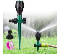Besttoolifes Aspersor de agua de jardín ajustable con base de pico Sistema de rociador giratorio de 360 grados para riego de césped, múltiples aspersores conectables