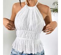 Besttoolifes Blusa para Mujer Cuello Redondo Plisada Sin Espalda Blusa para | Cuello redondo clásico, plisado frontal, tejido elástico moderado, ideal uso diario