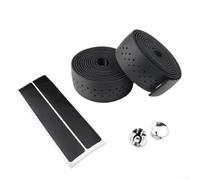 Besttoolifes Cinta de manillar de piel sintética negra para bicicletas de carretera, textura perforada para manillar con amortiguación y absorción de impactos, 190 cm de longitud, negro/blanco/marrón