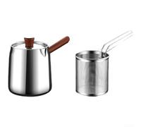 Besttoolifes Freidora de acero inoxidable 304, olla profunda con cesta, capacidad de 1,5 L y 2,0 L, mango de nogal para un agarre seguro, base antideslizante, adecuada para y (A-2)