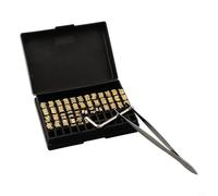 Besttoolifes Granos de letras de cobre para estampado en caliente, 120 piezas de 2 x 4 x 15 mm, juego de fuentes de impresión de cinta térmica para máquina de codificación HP-241 DY-8, kit de