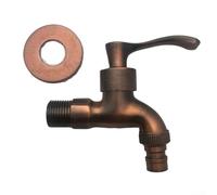 Besttoolifes Grifo de agua de latón macizo vintage montado en la pared, grifo decorativo al aire libre, pared de bronce antiguo para fregadero de cocina, piscina de fregona (bronce rojo)